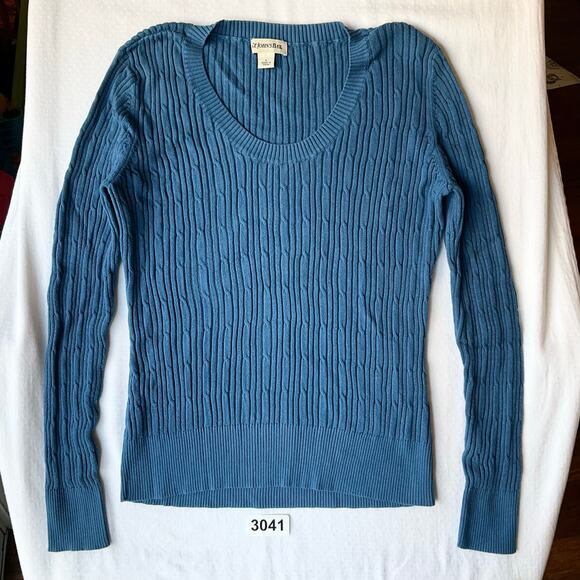 St. John's Bay Women’s Long Sleeve Screw Neck Knit Sweater Blouse size L, Blue - Picture 1 of 7